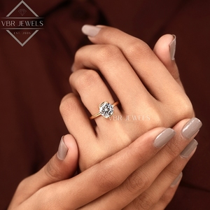 Anillo Solitario de Diamante Cultivado en Laboratorio de Lujo, Oro Amarillo de 14K, Bisel, Anillo de Compromiso, Boda, Joyería Nupcial, Regalo, Joyería Fina para Mujer, IGI - Product Image 4