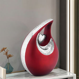 Urna Funeraria de Metal Mate Hecha a Mano, Diseño de Lágrima Roja Grande, Estilo Moderno, Color Rojo, Disponible al por Mayor para Cenizas Humanas - Product Image 1