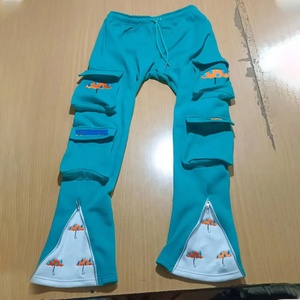 Ensembles de survêtements décontractés pour hommes, personnalisés, en polaire d'hiver à séchage rapide, avec pantalon évasé à impression en relief et sweat à capuche, vente en gros - Product Image 3