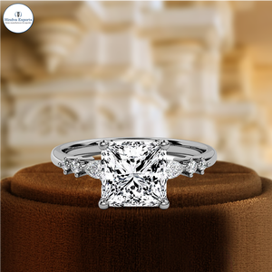 Bague de fiançailles en diamant de laboratoire de 1,5 carat, taille princesse, certifiée IGI, or jaune 14 carats, minimaliste, cadeau de mariage, bague de promesse pour femme - Product Image 4