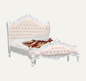 Cama King Size Tapizada de Lujo Europea Clásica Hecha a Mano con Estructura de Madera de Caoba, Muebles de Dormitorio Cómodos y Ensamblados - Product Image 1