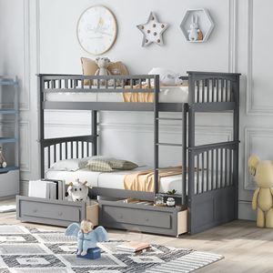 Letto a Castello Convertibile Grigio con Cassetti per Bambini, Vecchio SKU SM000240AAE 1 - Product Image 1