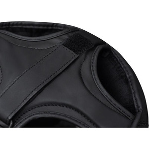 Black Matt Leather Boxing <b>Head</b> Guard Custom Made High Quality Professional Printed Hook & Loop Closure Face Protection <b>Head</b> Gear - Product Image 2