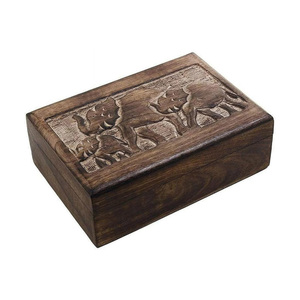 Caja de madera de mango de alta calidad, diseño de motivo de elefante, joyería de madera decorativa, almacenamiento de tesoros y caja de recuerdo a precio mayorista - Product Image 5