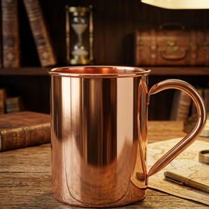 Mug Moscow Mule en cuivre pur classique, écologique et portable, très vendu - Tasse à boire artisanale avec poignée - Product Image 2