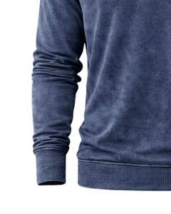 Sudadera Henley de Manga Larga para Hombre, Lavado Ácido, Azul Marino, Estilo Casual con Botones y Bolsillos, Prenda de Invierno, Algodón, Corte Ajustado - Product Image 6