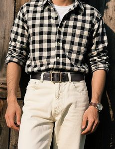 <b>Black</b> Cow Hide Leather <b>Belt</b> with Copper Rectangular Pin Buckle Casual Durable Design - Product Image 4