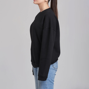Sweat-shirt à col rond uni de qualité export, grande taille, coupe ample, personnalisable pour femme, 100 % coton molletonné respirant et doublé - Product Image 4