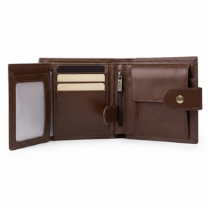 Porte-cartes en cuir véritable pour homme avec blocage RFID, portefeuille minimaliste géométrique avec pince à billets, logo personnalisé, vente en gros OEM - Product Image 1
