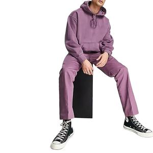 Custom Vintage Sudadera con capucha y pantalones de chándal Jogger Conjunto de dos piezas Serigrafía Dtg Sweat Suit Sun faded Acid Wash Hombres Chándal - Product Image 1