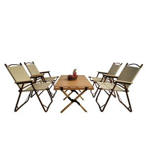 Tavolo da Pranzo Portatile e Pieghevole con 4 Sedie Pieghevoli, Set Multifunzione per Interni/Esterni, Set da Pranzo Universale Naturale - Product Image 2