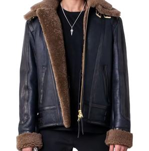 Invierno de piel sintética de cuero de los hombres Casual cremallera piloto cálido al aire libre de talla grande OEM motocicleta de calle de cuero genuino chaqueta caliente - Product Image 6