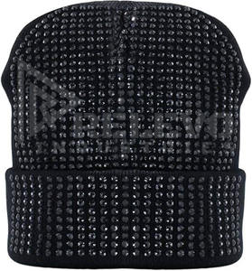 Knit Beanie Hat with Rhinestone Detail Soft Stretch Warm <b>Winter</b> <b>Cap</b> Unisex Comfortable Fit Casual Outdoor Daily Wear - Product Image 3