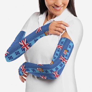 Manchon de bras imprimé par sublimation à motif drapeau britannique UPF50+ unisexe en soie glacée bleue pour protection solaire toutes saisons - Product Image 4
