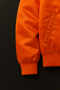 Blouson bomber orange haute visibilité en satin, uniforme de sécurité pour personnel, vêtement de travail zippé, coupe-vent, vente en gros, usine OEM - Product Image 5