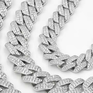 Moissanite Stones Prong <b>Cuban</b> <b>Link</b> <b>Chain</b> Necklace Solid 925 Sterling <b>Silver</b> Gold Rhodium Finish PASSES DIAMOND Tester Gift - Product Image 3