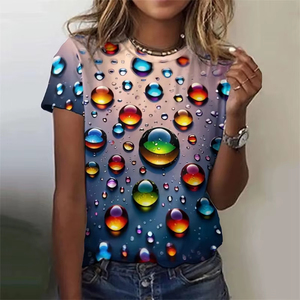 Camiseta Casual de Mujer de Manga Corta con Estampado de Corazón 3D Colorido, Ecológica, de Secado Rápido, Transpirable, para Primavera/Verano - Product Image 2