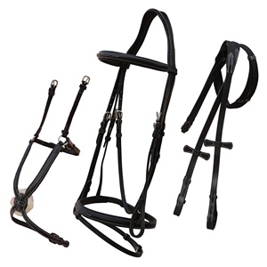 บังเหียนหนังคุณภาพสูงพรีเมียม พร้อมสายรัดจมูกแบบสแนฟเฟิลรูปเลข 8 ตกแต่งด้วยการเย็บแบบดีไซเนอร์ ทนทาน ผลิตจากสแตนเลสสตีล พร้อมสายบังเหียนแบบเว็บ - Product Image 4