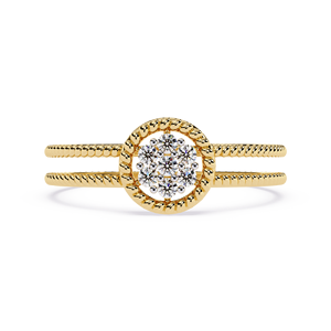 Anillo de Oro Puro de 18k con Diamante Redondo Natural, Diseño de Cuerda Trenzada de Doble Forma, Anillo Floral, Joyería Fina, Anillo de Compromiso y Boda - Product Image 1