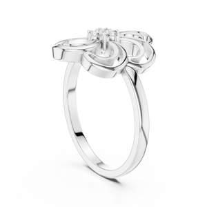 Anillo apilable de oro macizo de 14k para mujer, con diamante de corte redondo en forma de flor, minimalista, para regalo, compromiso, aniversario, boda - Product Image 6