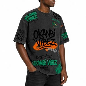 Custom Mens Acid Wash <b>Graffiti</b> Print Oversized <b>T</b> <b>Shirt</b> Summer Hip Hop Streetwear Tee Breathable Cotton Graphic Clothing - Product Image 3