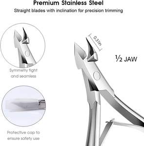 Juego de Cortaúñas y Empujador de Cutículas de Acero Inoxidable con Abertura de Mandíbula Ancha y Cuchilla Puntiaguda, Empaquetado en Bolsa de Polietileno y Blíster para Uso en Dedos - Product Image 5