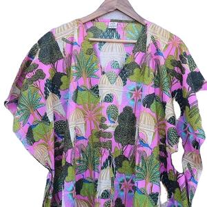 ชุดเดรส Maxi คาฟตันสไตล์อินเดียทำด้วยมือชุดนอนคลุมชายหาดยาวถึง100% พิมพ์ลายดอกไม้ผ้าฝ้าย - Product Image 2