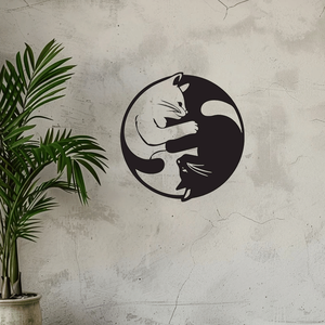 Nuova Scultura da Parete in Alluminio con Silhouette di Gatto Yin Yang per Arredamento Zen - Regalo per le Feste - Product Image 6
