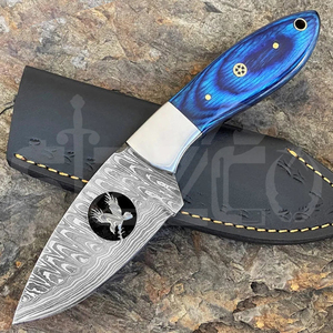 Couteau de chasse OEM Wirecut en acier Damas, lame fixe, manche en bois, couteau de camping et d'extérieur EDC avec étui en cuir - Product Image 6