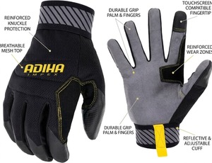ถุงมือช่าง Adiha Impex ระดับพรีเมียม ระบายอากาศได้ดี ทนความร้อน หนา 8 มิล ไซส์ XL เย็บแบบพิเศษ สีดำและสีส้ม - Product Image 5