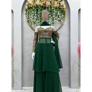 Hermoso conjunto de traje Plazzo para mujer con Dupatta para ropa de fiesta - Product Image 3