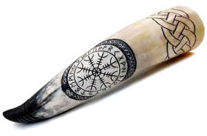 Authentic Viking Drinking Horn High Quality Natural <b>Cow</b>/Ox Hand-Polished Nautical Animal <b>Ornament</b> Christmas Carved Craft - Product Image 2