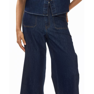 Jean en denim taille haute pour femme, coupe décontractée, jambe large, pantalon décontracté, streetwear tendance, design personnalisé, marque privée - Product Image 3