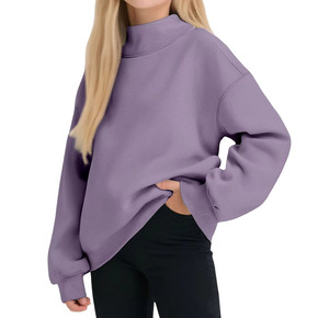 Women <b>Mock</b> <b>Neck</b> Sweatshirt Oversized Pullover Long Sleeve Fleece Warm Casual Streetwear Autumn Winter Fashion <b>Top</b> Front - Product Image 5