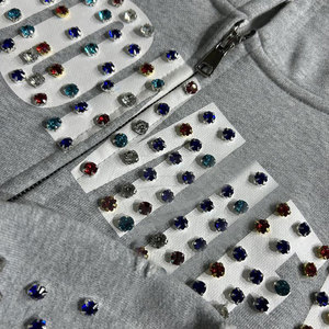 Chándal ligero de diamantes de imitación con forma de ropa informal relajada Chándal de diamantes de imitación para uso diario informal - Product Image 6