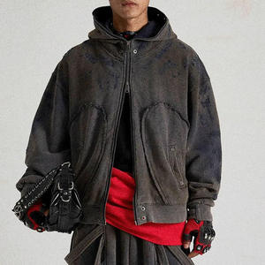 Sweat-shirts pour hommes en coton mélangé, couleur unie, broderie effet vieilli, nouveaux modèles tendance - Product Image 1