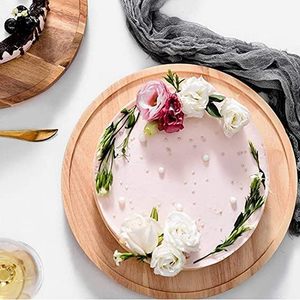Support à gâteau jetable en bois d'acacia avec couvercle en verre, présentoir rond pour desserts, pâtisseries et décorations - Product Image 4