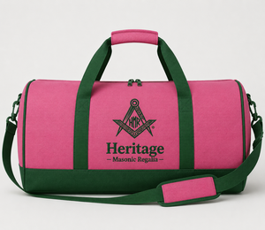 Sac à dos réversible en polyester Cordura imperméable, élégant, bicolore, avec logo brodé rose et vert, pour la franc-maçonnerie et les confréries. - Product Image 2