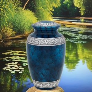 Classic Cremation <strong>Urns</strong> for Human Ashes Hand Engraving Burial <strong>Urns</strong> Memorial Treasure <strong>Large</strong> Adult Size <strong>Silver</strong> Finish