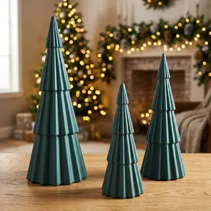 <b>Modern</b> Handmade Resin <b>Christmas</b> <b>Tree</b> Set Miniature Pine Shape Green Indoor Tabletop Decor Durable Easy Installation Waterproof - Product Image 5