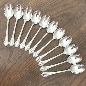 Stainless Steel Silver Spoon Flatware Vintage Eco-Friendly Back to School Restaurant Wedding Home High <b>Mirror</b> Polish - Product Image 1