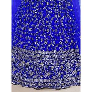 Lehenga choli ชุดเดรสราตรีปักสวยงามสำหรับผู้หญิงดีไซน์เนอร์ผ้าจอร์เจียสีน้ำเงิน - Product Image 2