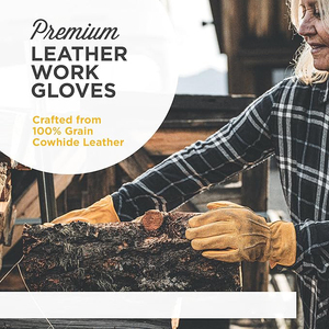 Gants de travail robustes en cuir de vachette pleine fleur, durables pour la construction, le jardinage, la ferme et la sécurité des conducteurs - Product Image 5