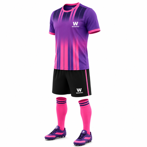 Conjunto de Camiseta de Fútbol para Hombre WARPRO, Degradado Morado y Rosa, Manga Corta, Absorbe la Humedad, Ajuste Atlético, Uniforme de Fútbol para Todas las Temporadas - Product Image 4