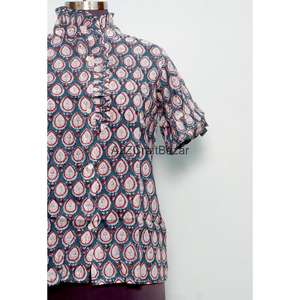 Camisa Mini de Algodón 100% con Estampado de Bloques para Mujer, Manga Larga, Corte Moderno, Ecológica y Transpirable, para Fiestas - Product Image 2