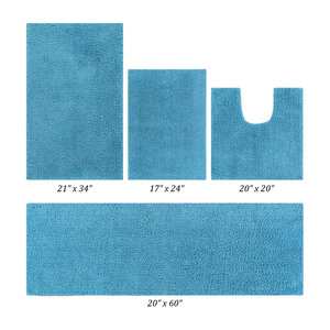 Customised Modern Handcrafted Annaise Micro Plush 100% Polyester Machine Washable Solid Pattern 4 Piece Bathroom Rug Set - Product Image 1