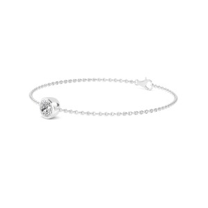Pulsera de Cadena con Diamante Cultivado en Laboratorio de Corte Redondo con Bisel de Oro Rosa de 9K Premium, 1 CT - Product Image 4