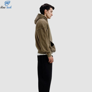 เสื้อฮู้ดดี้โอเวอร์ไซส์พรีเมียมสำหรับผู้ชาย ผ้าฝ้ายฟลีซฟอกสี  รับผลิตเสื้อฮู้ดดี้แบบ Private Label ราคาขายส่ง OEM - Product Image 4