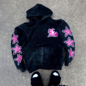 Conjunto Deportivo Personalizado con Logotipo Bordado, Pantalones Deportivos Ajustados con Cordón, Sudadera con Capucha 100% Algodón - Product Image 2