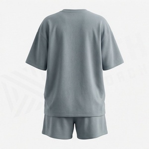 Women's 2 Piece <b>Knitted</b> Shorts <b>Set</b> Solid Color Crew Neck Short Sleeve Loose Fit Above Knee Casual Wear Spring Summer Cotton - Product Image 2